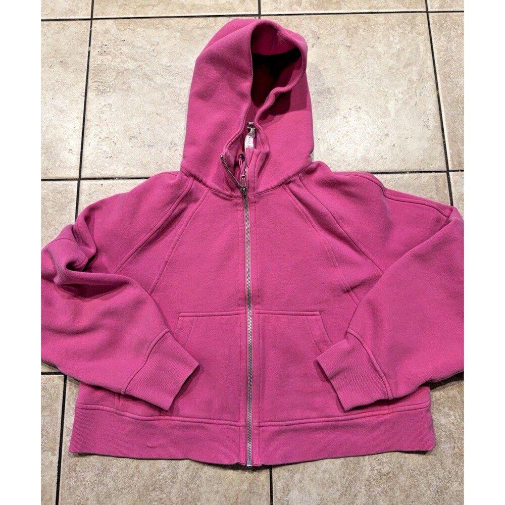 Lululemon Scuba Oversized Full Zip Cropped Hoodie Womens Size M/L Pink Blossom